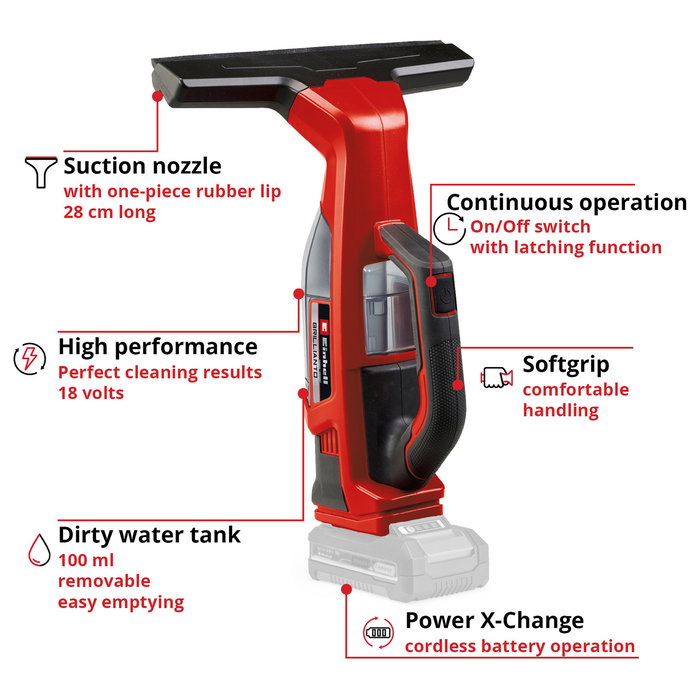 Einhell Limpiacristales a Batería BRILLIANTO - Ión de Litio, Depósito 0.3 L Einhell Limpiacristales a Batería BRILLIANTO - Ión de Litio, Depósito 0.3 L