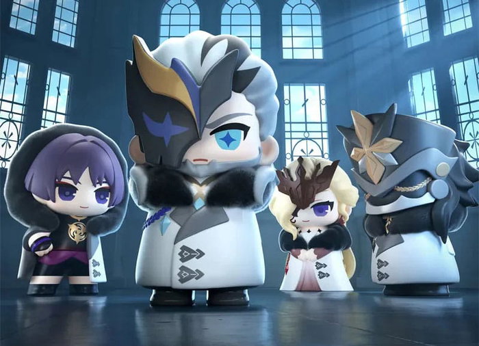 Sakami Merchandise Genshin Impact Minifiguras Fatui Harbingers Chibi Design 7 cm