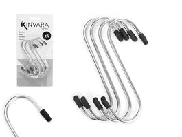 Kinvara Set de 4 Ganchos Metálicos Medianos de Acero Plata, 10.3x21x2 cm (Set de 24)
