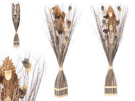 Giftdecor Ramillete Cuadrado Gris 14 cm x 100 cm x 10 cm de Materia Vegetal Seca (Set de 4)