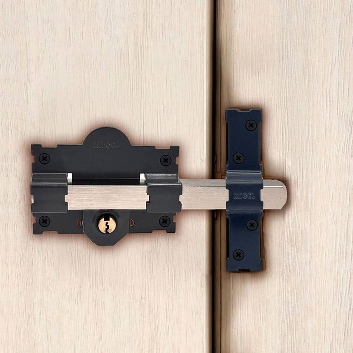 Micel Cerrojo sobreponer Crr07 105L/50 mm, acero pintado gris para reforzar seguridad en puertas, con 3 llaves de serreta