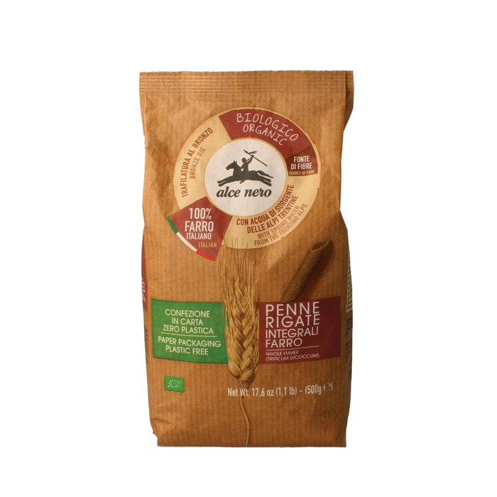 ALCE NERO Penne de Espelta Integral BIO 500 gr ALCE NERO Penne de Espelta Integral BIO 500 gr
