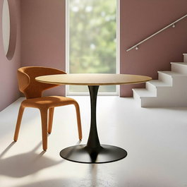 Mesa Comedor Natural-Negro Dm-Metal 100 X 100 X 75 cm