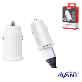 AVANT CONNECT Adaptador de Coche con 2 Puertos USB 2 Amp para Cargador de Coche Blanco