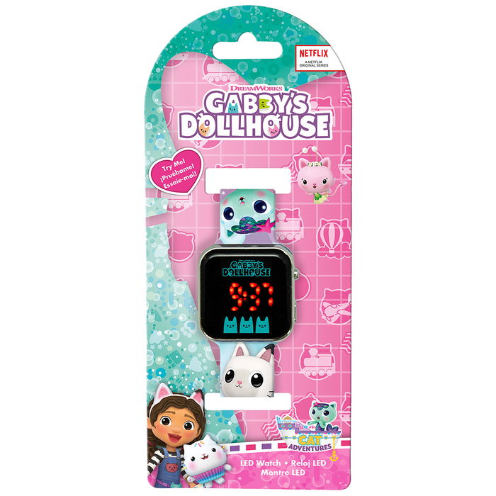 Kids Licensing Reloj GD00077 La Casa de Gabby LED Digital para Niños con Fecha Correa Dibujada +3 años