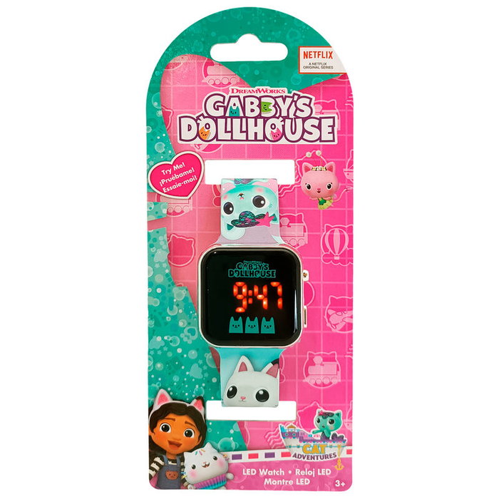 Kids Licensing Reloj LED La Casa de Muñecas de Gabby Tamaño 18x7.5x3cm