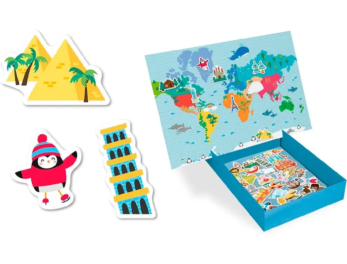 Apli Juego Didáctico Magnético Mapa Mundi 40 Piezas para Niños +3 Años