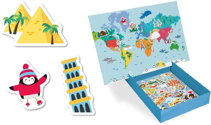 Apli Juego Didáctico Magnético Mapa Mundi 40 Piezas para Niños +3 Años