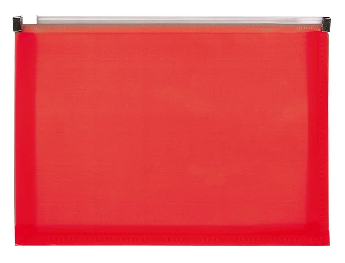 Liderpapel Carpeta dossier A6 con cierre de cremallera rojo translúcido