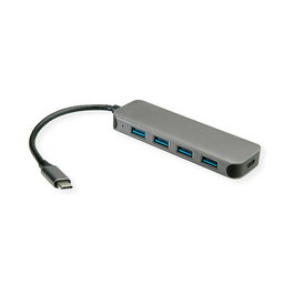 VALUE 14.99.5038 Hub USB 3.2 Gen 1 Type-C 5 Puertos (4x Type-A, 1x Type-C) Aluminio Gris 5000 Mbit/s