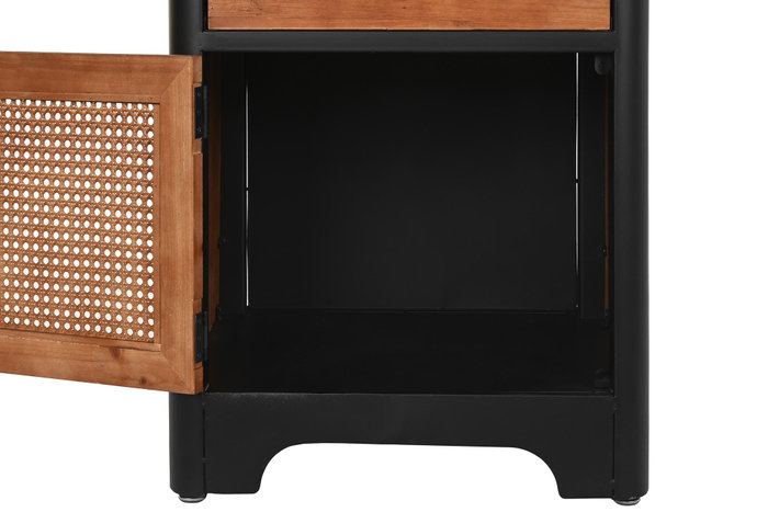 DKD Home Decor Mesita de Noche Loft Marron Oscuro Gris Oscuro Abeto Metal 40 x 62 x 48 cm