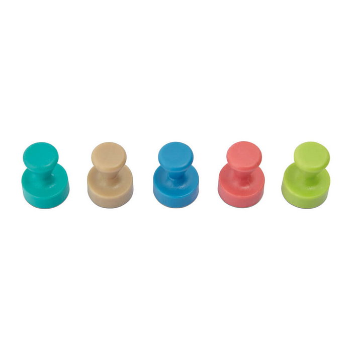 MAUL Kegelmagnete Ø 1,2 x 1,6 en colores turquesa, marrón, azul, rojo y verde