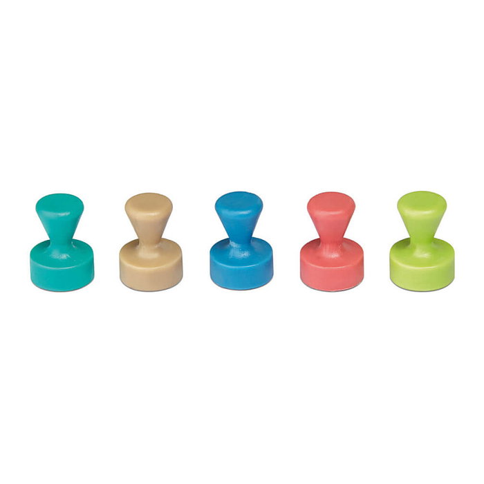 MAUL Kegelmagnete Ø 1,2 x 1,6 en colores turquesa, marrón, azul, rojo y verde