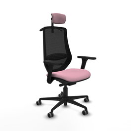 PIQUERAS Y CRESPO Silla de oficina Mardos con mecanismo Sincro/Traslack, Rosa y Negro