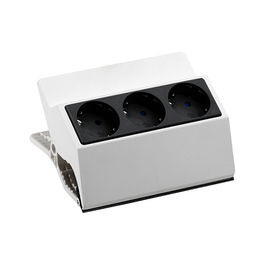 Bachmann Peggy Regleta de enchufes con 3 tomas Schuko y obturador de seguridad, cable de 3 metros, color blanco, para interior y oficina en casa