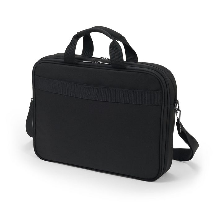 Dicota Eco Top Traveller BASE - Funda para Laptop 13-14.1" con Espuma HDF y Correa Ajustable, 300D Poliéster rPET Reciclado, Negro