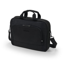 Dicota Eco Top Traveller BASE - Funda para Laptop 13-14.1" con Espuma HDF y Correa Ajustable, 300D Poliéster rPET Reciclado, Negro