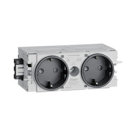 Hager Toma de corriente 2 tomas con perfil C y Wago GS20009011 gris negro