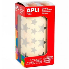 Apli Gomets Estrella 12,5 mm y 19,5 mm Rollo Plata Metalizado Adhesivo Permanente 2360 Unidades
