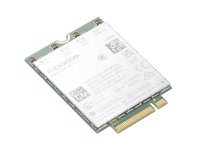 Lenovo 4XC1M72794 Módulo WWAN M.2 4G LTE Cat16 Fibocom L860-GL-16, 1000 Mbit/s, Interno para Portátiles ThinkPad