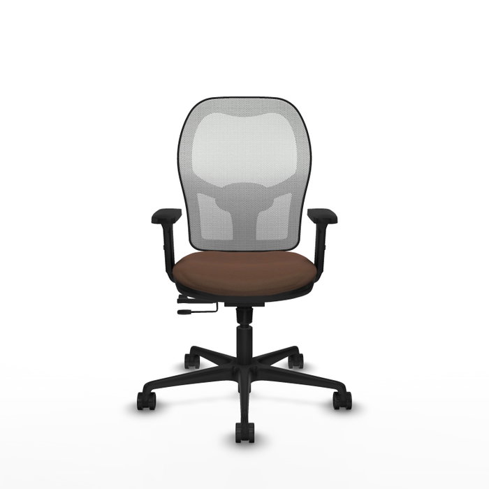 PIQUERAS Y CRESPO Silla de oficina Jorquera con mecanismo Sincro/Traslack, Tela Marrón y Malla Blanca PIQUERAS Y CRESPO Silla de oficina Jorquera con mecanismo Sincro/Traslack, Tela Marrón y Malla Blanca