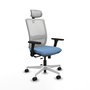 PIQUERAS Y CRESPO Silla de oficina Haches con mecanismo Sincro/Traslack, Azul cielo y Blanco