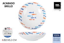 La Mediterranea Plato Hondo Mel.Brillo Fisher 21 cm x 5.3 cm (24 Unidades)