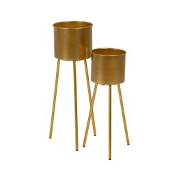 Ixia Pack de 2 Maceteros Decorativos Dorados de Metal
