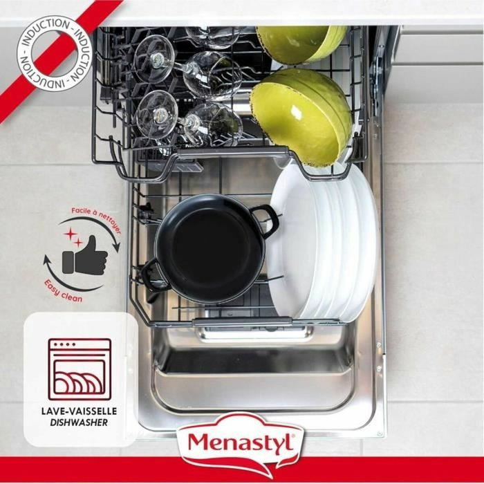 Menastyl Olla para mejillones de acero esmaltado Negro 18 cm