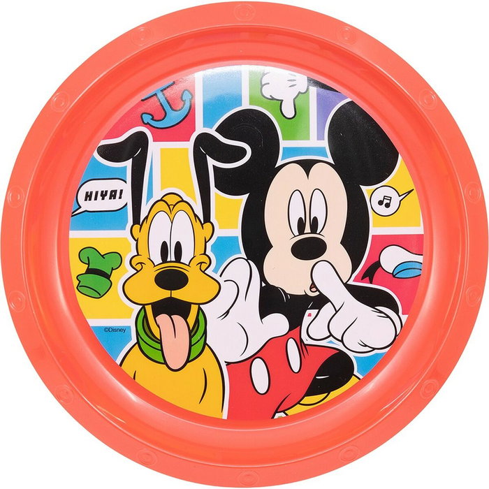 Licensing Plato PP Fácil Mickey CZ11382 Disney Apto para Niños 4 Años Plástico Reciclable Libre BPA Resistente Caídas 21.5 cm