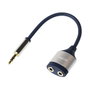 LogiLink Cable de audio 3.5 mm 3-pin/M a 2x 3.5 mm/F, metal, azul, 0.18 m