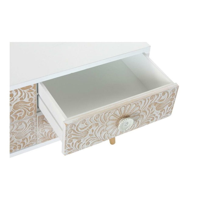 Mueble de TV DKD Home Decor 119 x 42 x 50 cm Abeto Dorado Blanco Marrón claro