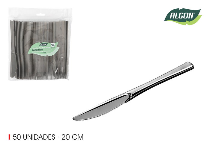 Algon Set 50 Cuchillo Grande Plata 20 cm (12 Unidades) Algon Set 50 Cuchillo Grande Plata 20 cm (12 Unidades)