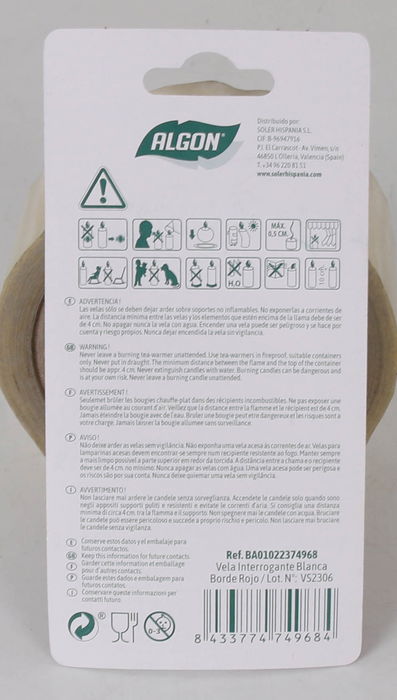 Algon Vela Interrogante Blanca Borde Rojo 7 cm (36 Unidades)