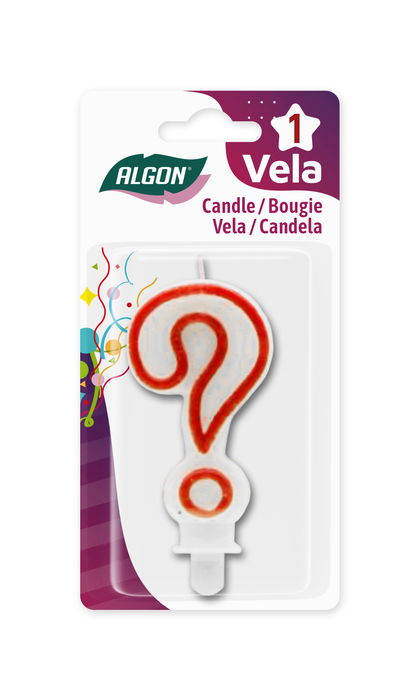 Algon Vela Interrogante Blanca Borde Rojo 7 cm (36 Unidades)