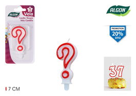 Algon Vela Interrogante Blanca Borde Rojo 7 cm (36 Unidades)