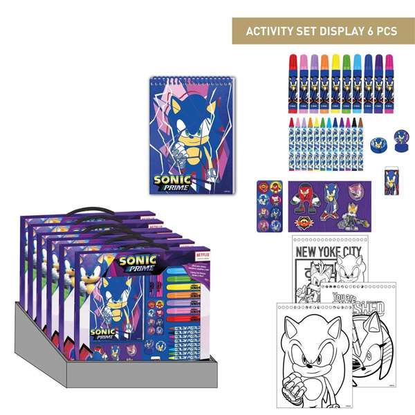 Set papelería coloreable display sonic 30.0 x 30.0 x 2.5 cm