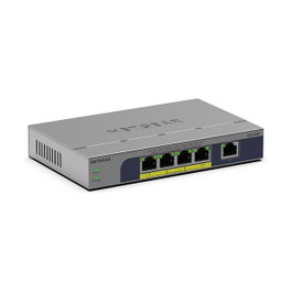 Netgear GS105P Switch no administrado Gigabit Ethernet 10/100/1000 con PoE, montaje en pared/escritorio, gris