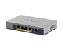NETGEAR GS105P Switch Gigabit Ethernet No Administrado, 5 Puertos, 10/100/1000 Mbps, Power over Ethernet (PoE+), Montaje Pared/Escritorio, Gris