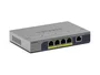 NETGEAR GS105P Switch Gigabit Ethernet No Administrado, 5 Puertos, 10/100/1000 Mbps, Power over Ethernet (PoE+), Montaje Pared/Escritorio, Gris