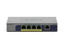 NETGEAR GS105P Switch Gigabit Ethernet No Administrado, 5 Puertos, 10/100/1000 Mbps, Power over Ethernet (PoE+), Montaje Pared/Escritorio, Gris