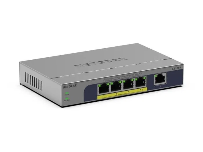 NETGEAR GS105P Switch No Administrado Gigabit Ethernet 5 Puertos PoE Montaje Pared/Escritorio Gris NETGEAR GS105P Switch No Administrado Gigabit Ethernet 5 Puertos PoE Montaje Pared/Escritorio Gris