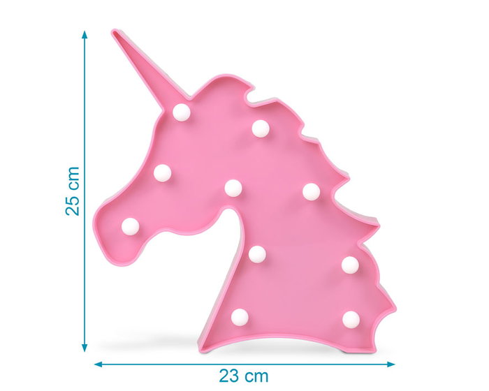 KioKids Lámpara Unicornio Led Rosa a Pilas para Habitación Infantil