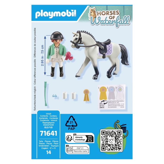 Playmobil 71641 Horses of Waterfall Turnierreiterin - Set de Figuritas de Juguete con Caballos para Ninos y Ninas de 5 Anos en Adelante