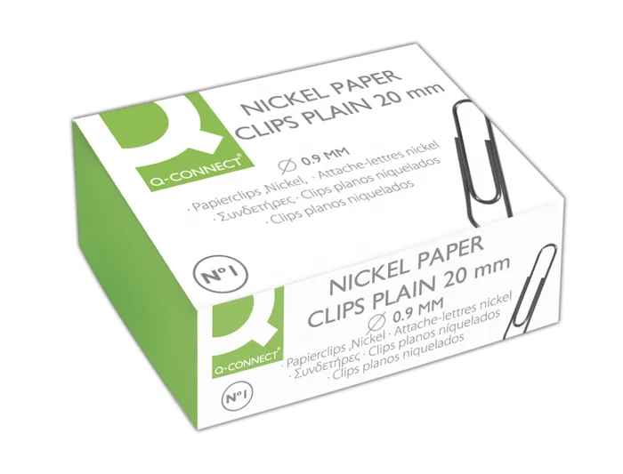 Q-connect Clips niquelados nº1 20 mm caja de 100 unidades