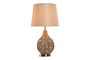 DKD Home Decor Lámpara de Sobremesa de Ratán y Lino Beige