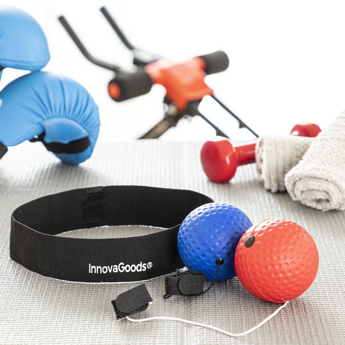 Pack Set de Pelotas de Entrenamiento y Reflejos y Máquina de Boxeo Musical Recargable InnovaGoods
