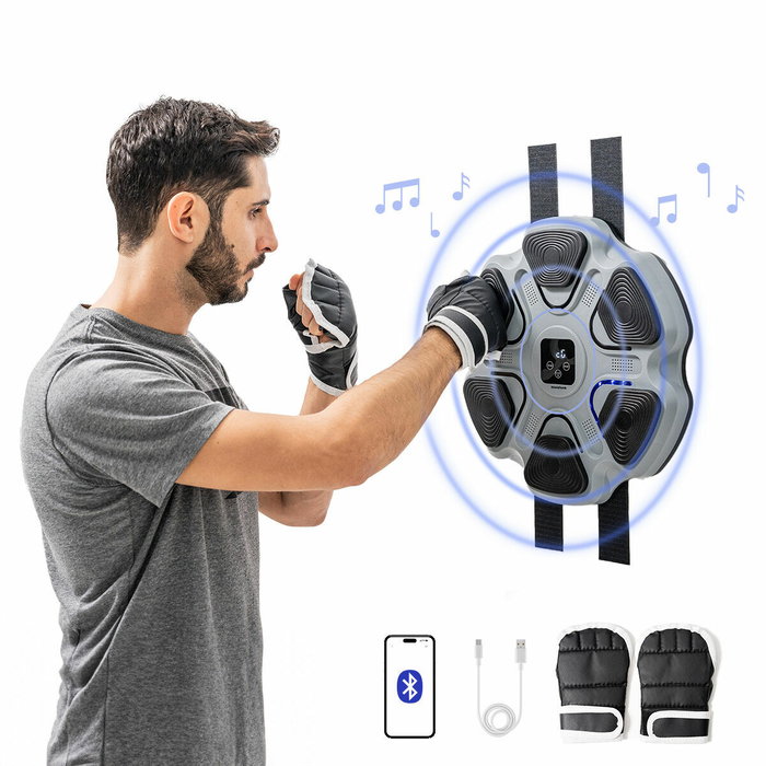 Pack Set de Pelotas de Entrenamiento y Reflejos y Máquina de Boxeo Musical Recargable InnovaGoods