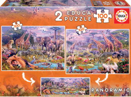 EDUCA BORRAS Animales Salvajes Puzzle 2x100 Piezas