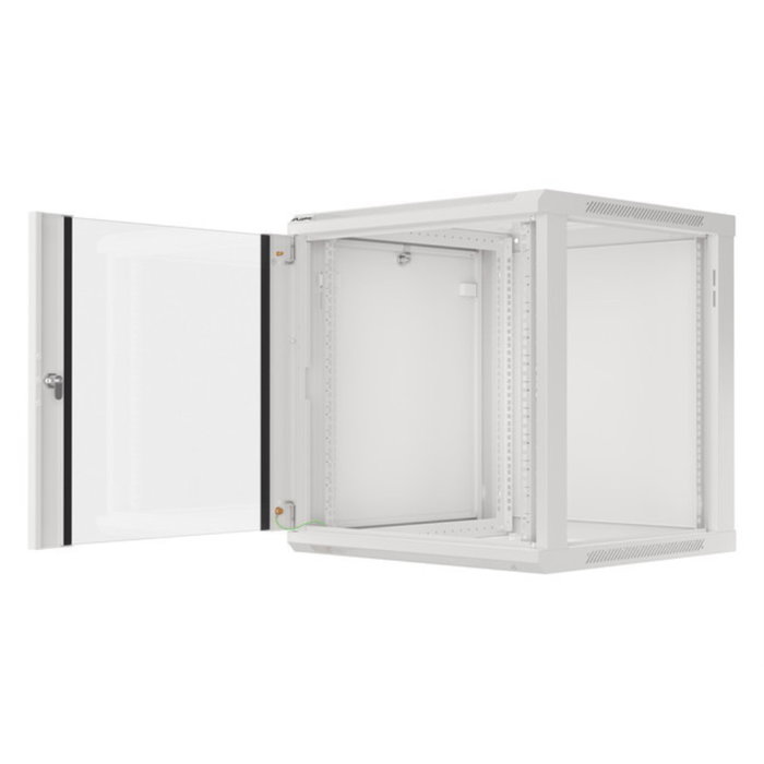 Lanberg WF01-6612-10S Armario Rack de Pared 12U 600x600mm, Puerta de Cristal, Bloqueo, 60kg Capacidad, Gris